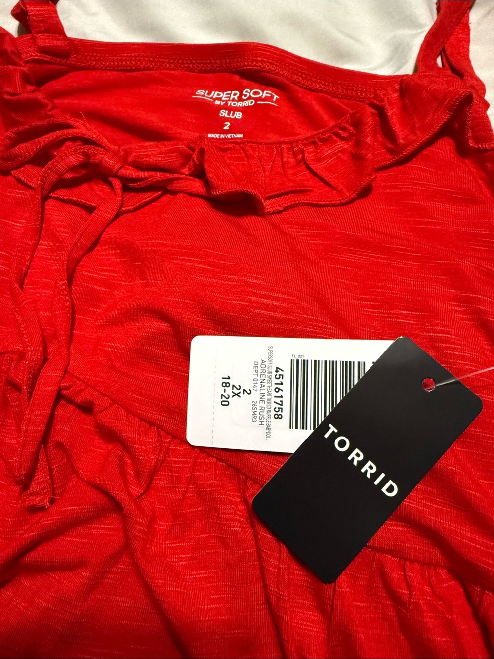 torrid Bright Red Ruffle Trim Cami - Picture 2 of 7